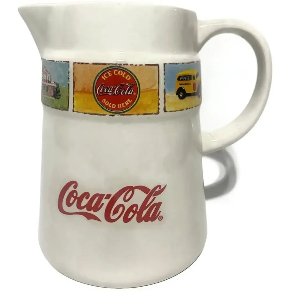Vintage Gibson Retro Coca-Cola White Glass Pitcher 2 Quart